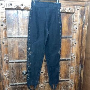 Vintage Goal by Hot Property Stirrup Black Studded Pants High rise jeans Size 6